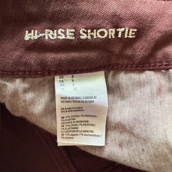American Eagle High Rise Shortie Super Stretch Shorts in Burgundy Women’s Size 8 - Picture 8 of 9